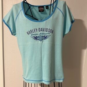 Harley-Davidson Aqua Blue Tee with Navy Accents